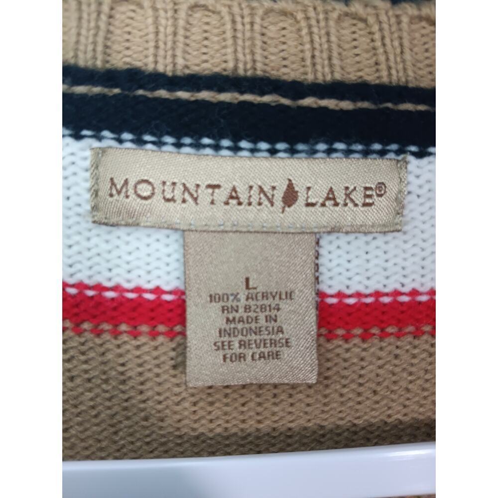 Mountain Lake Striped Ribbed Sweater Large Long Sleeve Knit Holiday Colors Festi - Picture 3 of 4